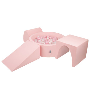 Dodatki damskie > test damska > Dodatki damskie > KiddyMoon Spielplatz aus Schaumstoff mit Bällebad und Bällen Hindernisläufen, pink:puderrosa/perle/transparent, Bällebad (200 Bälle) + Versio