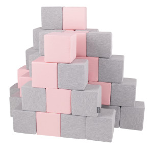 Dodatki damskie > test damska > Dodatki damskie > KiddyMoon Weiche Bausteine aus Schaumstoff für Kinder, Blöcke: hellgrau-pink, 48 Stücke