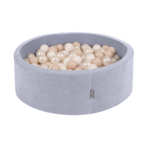 Dodatki damskie > test damska > Dodatki damskie > KiddyMoon Bällebad Kinder Schaumstoff Mit Bälle Für Baby ab 1 Jahr, dunkelgrau: pastellbeige/weiß/perle, 90 x 30 cm 300 Bälle