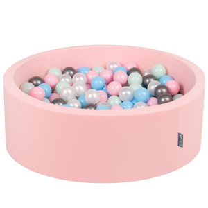 Dodatki damskie > test damska > Dodatki damskie > KiddyMoon Bällebad Bällepool mit bunten Bällen ∅ 7Cm für Babys Kinder Rund, pink:perle/puderrosa/babyblau/minze/silbern, 90 x 30 cm 200 Bälle