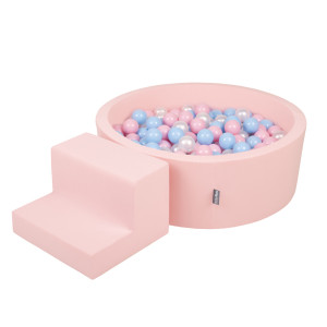 Dodatki damskie > test damska > Dodatki damskie > KiddyMoon Spielplatz aus Schaumstoff mit Rund Bällebad (200 Bälle) Ballgruben für Babys Spielbad Hindernisläufen, Hergestellt in der EU, pink