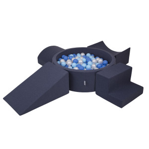 Dodatki damskie > test damska > Dodatki damskie > KiddyMoon Spielplatz aus Schaumstoff mit Bällebad und Bällen Hindernisläufen, dunkelblau:babyblue/blau/perle, Bällebad (300 Bälle) + Version 