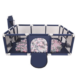 Dodatki damskie > test damska > Dodatki damskie > Laufstall Baby Großer Spielplatz mit Bällen Laufgitter für Kinder, Dunkelblau:perle/grau/transparent/puderrosa, 100 Bällen