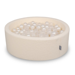 Dodatki damskie > test damska > Dodatki damskie > KiddyMoon Bällebad für Baby mit Teddy-Plüsch, Größere 7 cm Bälle für Eine Vollere Füllung, ab 8 Monaten, Abnehmbarer Bezug, Creme: Perle/Tran
