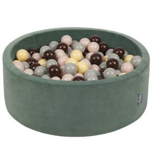 Dodatki damskie > test damska > Dodatki damskie > KiddyMoon Rund Bällebad Velvet Bällepool ∅ 7Cm Ballgruben Für Babys Spielbad Kleinkinder, Hergestellt in der EU, waldgrün: pastellbeige/grüng