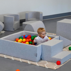 Dodatki damskie > test damska > Dodatki damskie > KiddyMoon Spielplatz aus Schaumstoff mit Quadrat Bällebad Ballgruben für Babys Spielbad Hindernisläufen, Hergestellt in der EU, hellgrau:gelb