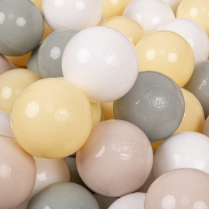 Dodatki damskie > test damska > Dodatki damskie > KiddyMoon Kinder Bälle für Bällebad Baby Spielbälle Plastikbälle ∅7cm Made in EU, pastellbeige/grüngrau/pastellgelb/weiß, 50 Bälle/7cm