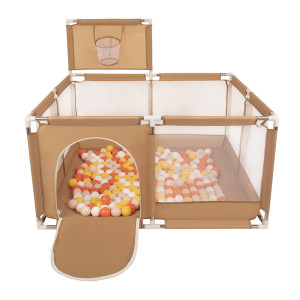Dodatki damskie > test damska > Dodatki damskie > Laufstall mit Korb und Bällen Laufgitter für Kinder, beige:gelb/orange/pastellbeige/weiß, 100 Bälle