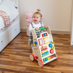 Dodatki damskie > test damska > Dodatki damskie > KiddyMoon Lauflernwagen aus Holz für Kinder Lauflernhilfe Spaß Babys, Laufen Lernen, Multifunktion Holzspielzeug für Kleinekinder Montessori-