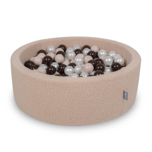 Dodatki damskie > test damska > Dodatki damskie > KiddyMoon Bällebad für Baby mit Teddy-Plüsch, Größere 7 cm Bälle für Eine Vollere Füllung, ab 8 Monaten, Abnehmbarer Bezug, Beige: Pastellbei