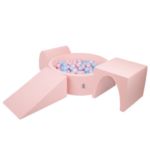 Dodatki damskie > test damska > Dodatki damskie > KiddyMoon Spielplatz aus Schaumstoff mit Bällebad und Bällen Hindernisläufen, pink:babyblue/puderrosa/perle, Bällebad (200 Bälle) + Version 2