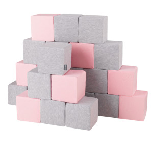 Dodatki damskie > test damska > Dodatki damskie > KiddyMoon Weiche Bausteine aus Schaumstoff für Kinder, Blöcke: hellgrau-pink, 24 Stücke