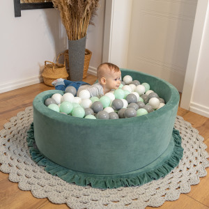 Dodatki damskie > test damska > Dodatki damskie > KiddyMoon Rund Bällebad Velvet Bällepool ∅ 7Cm Ballgruben Für Babys Spielbad Kleinkinder, Hergestellt in der EU, waldgrün: weiß/grau/mint, 90