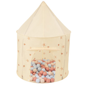Dodatki damskie > test damska > Dodatki damskie > Spielzelt Für Kinder Pavillon Kinderzelt Indoor Outdoor Spielhaus, hellbeige: pastellbeige/pastellblau/lachsfarben, 100 Bälle