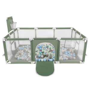 Dodatki damskie > test damska > Dodatki damskie > Laufstall Baby Großer Spielplatz mit Bällen Laufgitter für Kinder, grün:perle/grau/transparent/babyblau/minze, 400 Bällen