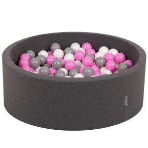 Dodatki damskie > test damska > Dodatki damskie > KiddyMoon Bällebad Bällepool mit bunten Bällen ∅ 7Cm für Babys Kinder Rund, Dunkelgrau, 90 x 30 cm 200 Bälle