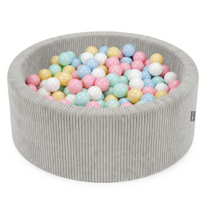 Dodatki damskie > test damska > Dodatki damskie > KiddyMoon Bällebad für Kinder aus Schaumstoff, weicher Rippbezug, abnehmbarer Bezug, waschbar, Hellgrau: Pastblau/Pastgelb/Weiß/Minze/Puderro