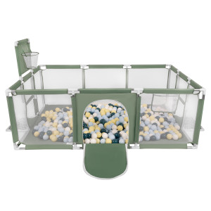 Dodatki damskie > test damska > Dodatki damskie > Laufstall Baby Großer Spielplatz mit Bällen Laufgitter für Kinder, grün:dunkeltürkis/pastellblau/pastellgelb/weiß, 100 Bällen