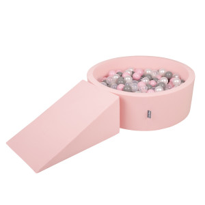 Dodatki damskie > test damska > Dodatki damskie > KiddyMoon Spielplatz aus Schaumstoff mit Bällebad und Bällen Hindernisläufen, pink:perle/grau/transparent/puderrosa, Bällebad (100 Bälle) + Z
