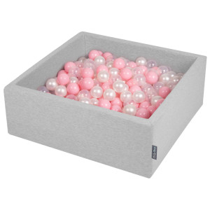 Dodatki damskie > test damska > Dodatki damskie > KiddyMoon Bällebad Bällepool mit bunten Bällen ∅ 7Cm für Babys Kinder Quadrat, hellgrau:rosa/perle/transparent, 90 x 30 cm 200 Bälle