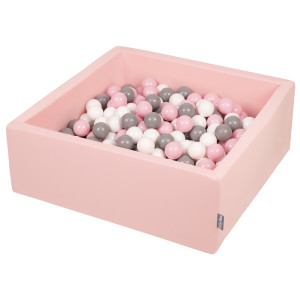 Dodatki damskie > test damska > Dodatki damskie > KiddyMoon Bällebad Bällepool mit bunten Bällen ∅ 7Cm für Babys Kinder Quadrat, rosa:weiß/grau/rosa, 90 x 30 cm 300 Bälle
