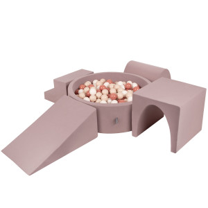 Dodatki damskie > test damska > Dodatki damskie > KiddyMoon Spielplatz aus Schaumstoff mit Bällebad und Bällen Hindernisläufen, erikafarben:pastellbeige/lachsfarben/weiß, Bällebad (300 Bälle)