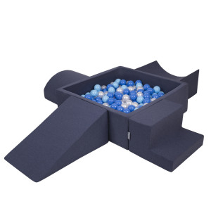 Dodatki damskie > test damska > Dodatki damskie > KiddyMoon Spielplatz aus Schaumstoff mit Quadrat Bällebad Bälle Hindernisläufen, dunkelblau:babyblue/blau/perle, Bällebad (300 Bälle) + Versi