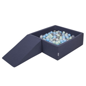Dodatki damskie > test damska > Dodatki damskie > KiddyMoon Spielplatz aus Schaumstoff mit Quadrat Bällebad Bälle Hindernisläufen, dunkelblau:perle/grau/transparent/babyblue/minze, Bällebad (