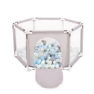 Dodatki damskie > test damska > Dodatki damskie > Sechseckiger Laufstall mit Bällen Laufgitter für Kinder, Grau:perle/grau/transparent/babyblau/minze, 900 Bälle
