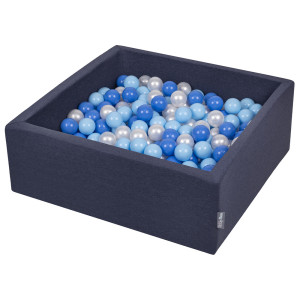 Dodatki damskie > test damska > Dodatki damskie > KiddyMoon Bällebad Bällepool mit bunten Bällen ∅ 7Cm für Babys Kinder Quadrat, dunkelblau:babyblau/blau/perle, 90 x 30 cm 300 Bälle