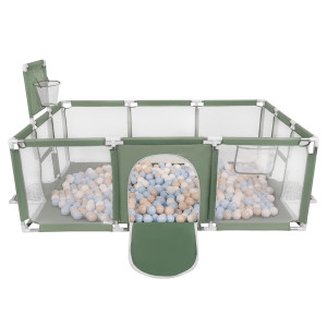 Dodatki damskie > test damska > Dodatki damskie > Laufstall Baby Großer Spielplatz mit Bällen Laufgitter für Kinder, grün:pastellbeige/pastellblau/weiß, 100 Bällen