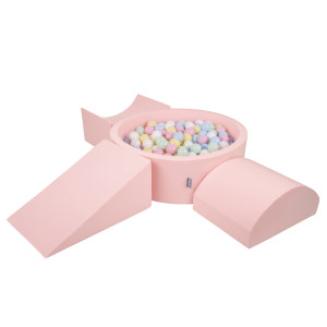 Dodatki damskie > test damska > Dodatki damskie > KiddyMoon Spielplatz aus Schaumstoff mit Bällebad und Bällen Hindernisläufen, pink:pastellblau/pastellgelb/weiß/minze/puderrosa, Bällebad (20