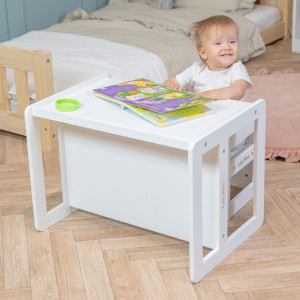 Dodatki damskie > test damska > Dodatki damskie > KiddyMoon Kindertisch Mit Stuhl 2-in-1 Runde Kanten Kindermöbel Leicht Zu Reinigen, weiß, Kindertisches: 61x44x44 cm/Stuhles: 30x30x30 cm