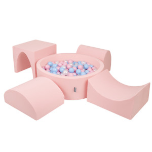 Dodatki damskie > test damska > Dodatki damskie > KiddyMoon Spielplatz aus Schaumstoff mit Rund Bällebad (300 Bälle) Ballgruben für Babys Spielbad Hindernisläufen, Hergestellt in der EU, pink