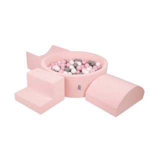 Dodatki damskie > test damska > Dodatki damskie > KiddyMoon Spielplatz aus Schaumstoff mit Bällebad und Bälle Hindernisläufen, pink:weiß/grau/puderrosa, Bällebad (200 Bälle) + Version 6
