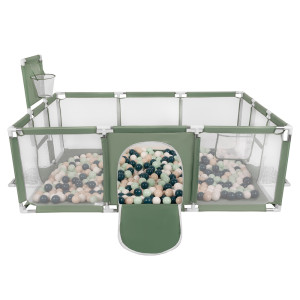 Dodatki damskie > test damska > Dodatki damskie > Laufstall Baby Großer Spielplatz mit Bällen Laufgitter für Kinder, grün:dunkeltürkis/pastellbeige/weiß/minze, 100 Bällen