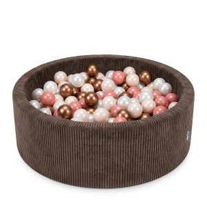 Dodatki damskie > test damska > Dodatki damskie > KiddyMoon Bällebad für Kinder aus Schaumstoff, weicher Rippbezug, abnehmbarer Bezug, waschbar, Braun: Pastellbeige/Kupfer/Perle/Lachsfarbe, 9