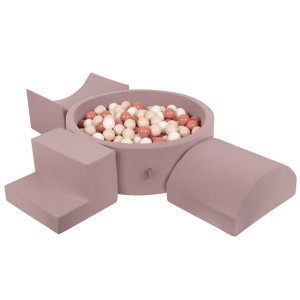 Dodatki damskie > test damska > Dodatki damskie > KiddyMoon Spielplatz aus Schaumstoff mit Bällebad und Bälle Hindernisläufen, erikafarben:pastellbeige/lachsfarben/weiß, Bällebad (300 Bälle) 