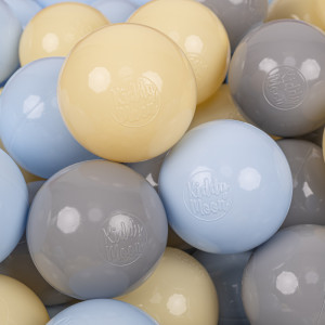 Dodatki damskie > test damska > Dodatki damskie > KiddyMoon Kinder Bälle für Bällebad Baby Spielbälle Plastikbälle ∅7cm Made in EU, pastellblau/pastellgelb/grau, 200 Bälle/7cm