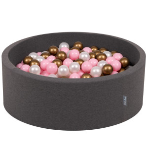 Dodatki damskie > test damska > Dodatki damskie > KiddyMoon Bällebad Bällepool mit bunten Bällen ∅ 7Cm für Babys Kinder Rund, Dunkelgrau, 90 x 30 cm 300 Bälle
