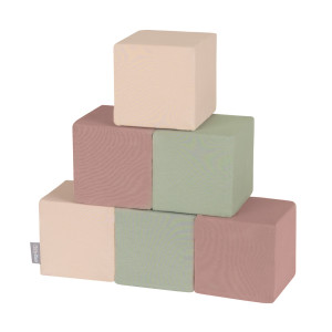 Dodatki damskie > test damska > Dodatki damskie > KiddyMoon Weiche Bausteine aus Schaumstoff für Kinder, Blöcke: erikafarben-beige-salbeifarben, 6 Stücke