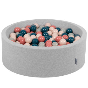 Dodatki damskie > test damska > Dodatki damskie > KiddyMoon Bällebad Bällepool mit bunten Bällen ∅ 7Cm für Babys Kinder Rund, hellgrau:dunkeltürkis/pastellbeige/grüngrau/lachsfarben, 90 x 30 