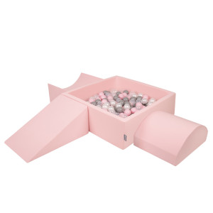 Dodatki damskie > test damska > Dodatki damskie > KiddyMoon Spielplatz aus Schaumstoff mit Quadrat Bällebad Bälle Hindernisläufen, pink:perle/grau/transparent/puderrosa, Bällebad (200 Bälle) 