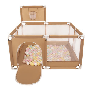 Dodatki damskie > test damska > Dodatki damskie > Laufstall mit Korb und Bällen Laufgitter für Kinder, beige:pastellbeige/pastellgelb/weiß/minze/puderrosa, 200 Bälle