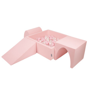 Dodatki damskie > test damska > Dodatki damskie > KiddyMoon Spielplatz aus Schaumstoff mit Quadrat Bällebad Bälle Hindernisläufen, pink:puderrosa/perle/transparent, Bällebad (200 Bälle) + Ver