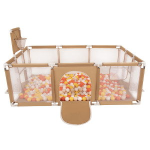 Dodatki damskie > test damska > Dodatki damskie > Laufstall Baby Großer Spielplatz mit Bällen Laufgitter für Kinder, beige:gelb/orange/pastellbeige/weiß, 200 Bällen