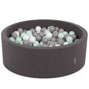 Dodatki damskie > test damska > Dodatki damskie > KiddyMoon Bällebad Bällepool mit bunten Bällen ∅ 7Cm für Babys Kinder Rund, Dunkelgrau, 90 x 30 cm 300 Bälle