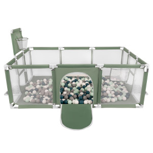 Dodatki damskie > test damska > Dodatki damskie > Laufstall Baby Großer Spielplatz mit Bällen Laufgitter für Kinder, grün:dunkeltürkis/grau/weiß/minze, 100 Bällen