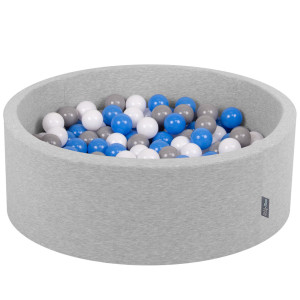 Dodatki damskie > test damska > Dodatki damskie > KiddyMoon Bällebad Bällepool mit bunten Bällen ∅ 7Cm für Babys Kinder Rund, hellgrau:grau/weiß/blau, 90 x 30 cm 200 Bälle