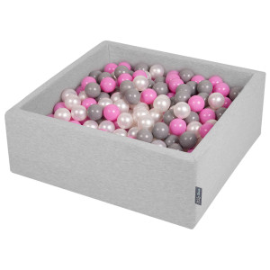 Dodatki damskie > test damska > Dodatki damskie > KiddyMoon Bällebad Bällepool mit bunten Bällen ∅ 7Cm für Babys Kinder Quadrat, hellgrau:perle/grau/pink, 90 x 30 cm 200 Bälle